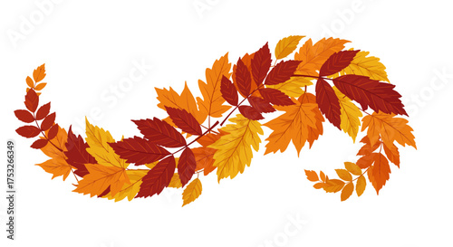 Colorful autumn leaves pattern with red, orange, and yellow hues