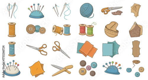 Sewing and knitting essentials: colorful tools for crafting and creativity