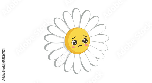 Sad flower emojis: cute cartoon daisy with a sorrowful expression