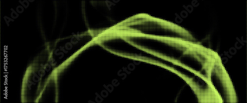 Grunge halftone overlay background with smoke or fire motion texture. Acid green color y2k aesthetics. Vector backdrop eps10