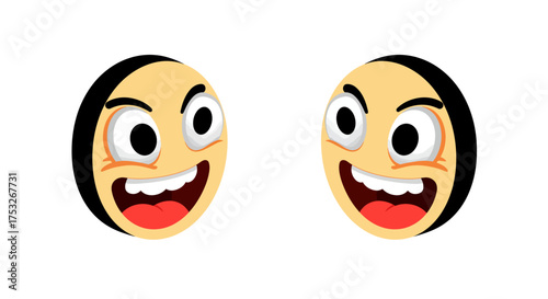 Colorful cartoon emoticons with expressive faces and bold 3d style