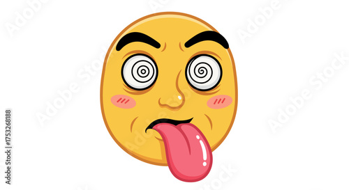 Whimsical emoji with swirling eyes and tongue sticking out expression