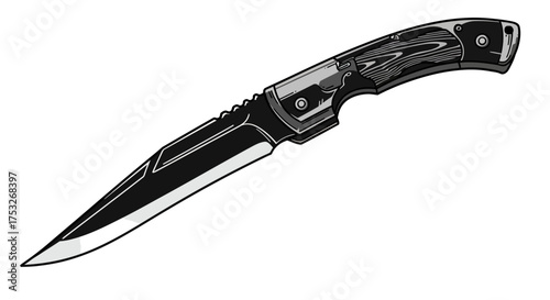 Detailed pocket knife with textured handle on white background