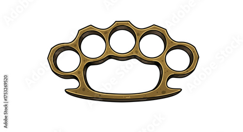 Golden brass knuckles isolated on white background