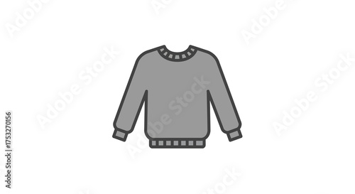 Simple grey sweater icon in minimalist linear style for fashion design