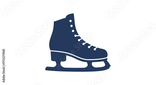 Silhouette ice skate icon: winter sports equipment design in blue