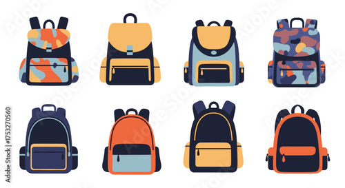 A collection of vibrant and stylish pixel art backpacks for everyday adventures.