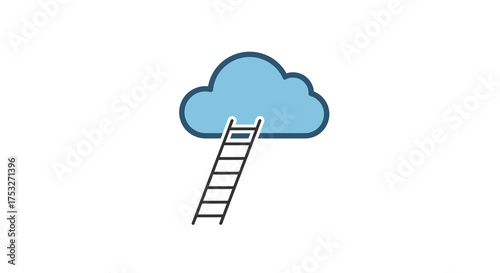 Cloud and ladder symbolizing aspiration and success in minimalist style