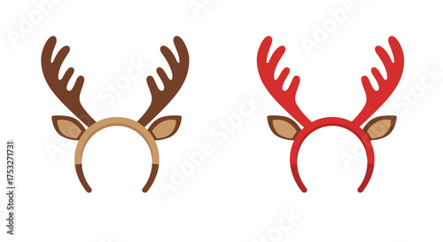 Colorful antler headbands for festive occasions in modern flat design style