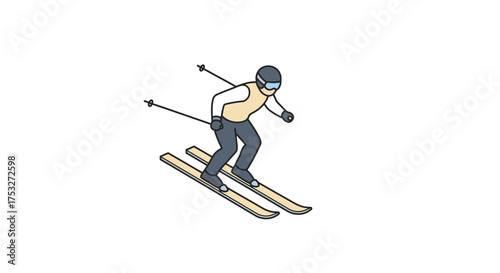 Isometric skiing adventure: winter sports enthusiast in motion