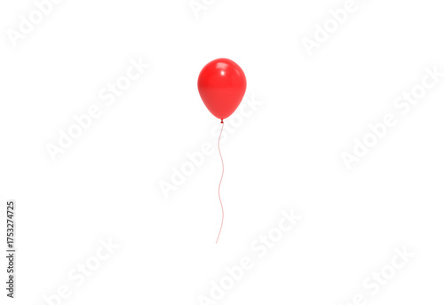 red balloon front view without shadow 3d render