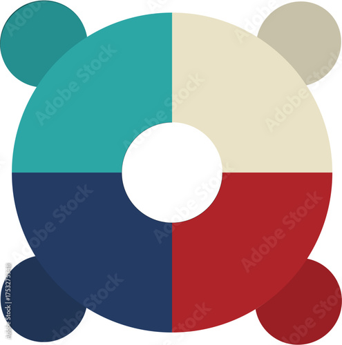 geometric circular logo four quadrants color blocks modern minimalist design business branding identity isolated on white background.
