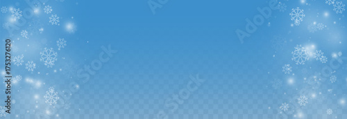 Snowfall PNG. Heavy snowfall or snowstorm with snowflakes of various shapes. Winter snowy background.