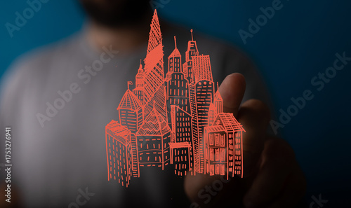 Modern cityscape sketch, ur...