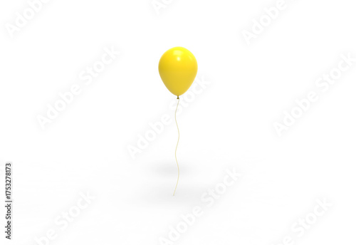 yellow balloon front view with shadow 3d render