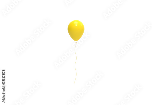 yellow balloon front view without shadow 3d render