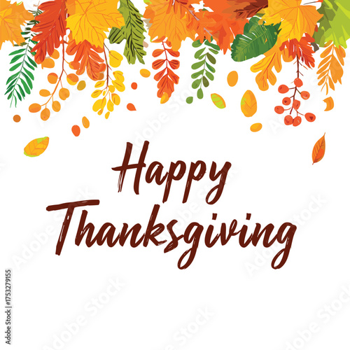 happy thanksgiving text isolated autumn vector illustration
