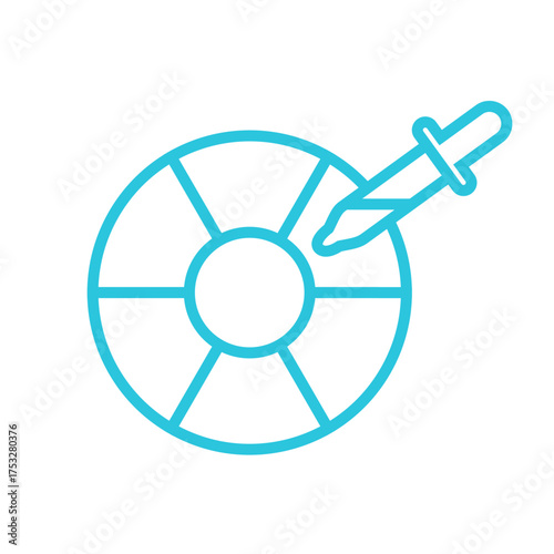 Color picker. Pipette and color wheel.  Isolated on white background. Blue icon set.