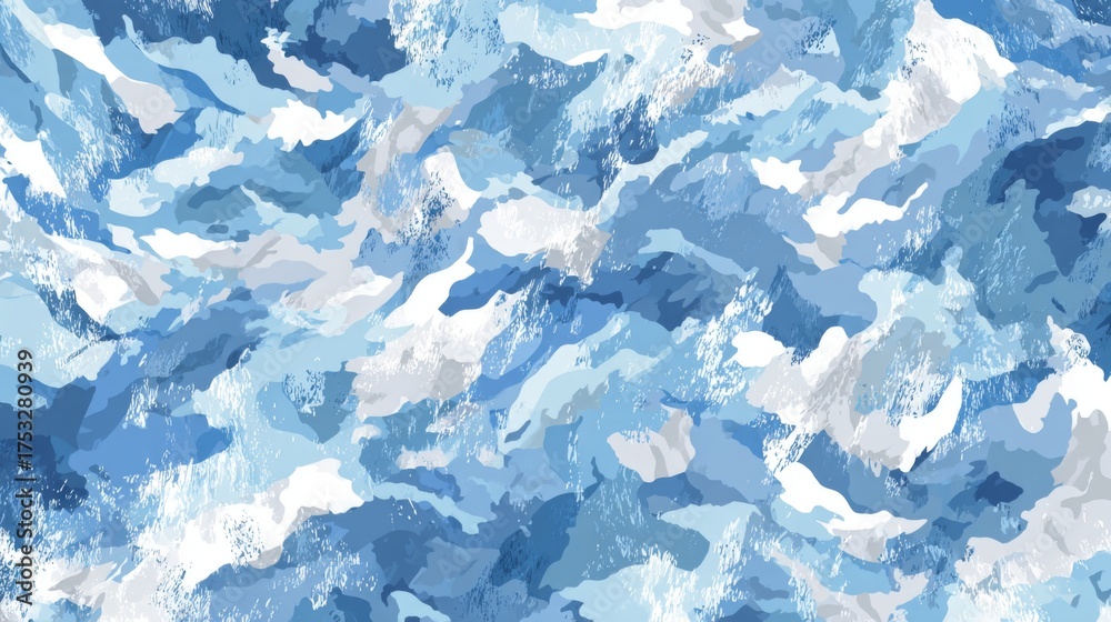 Obraz premium Striking Camouflage Design in Crystal Blue Tones with Icy Patterns for Unique Artistic Inspiration