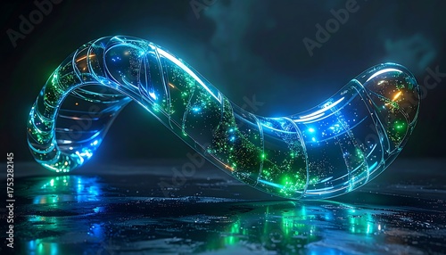 Glowing Infinity Symbol on a Reflective Surface.