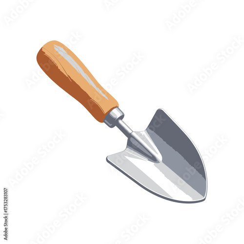 A garden trowel with a wooden handle, perfect for planting, digging, and gardening tasks