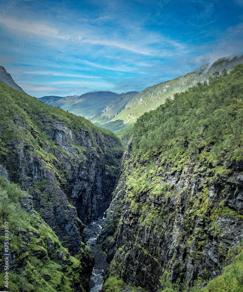 Fototapeta premium Scenic view on the Gorsa gorge in Norway