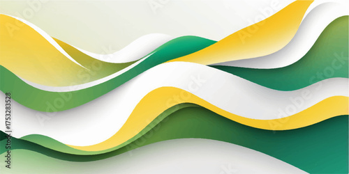 Abstract colorful wave vector illustration featuring a green and orange curve line pattern design for a business web banner backdrop or modern wallpaper template element