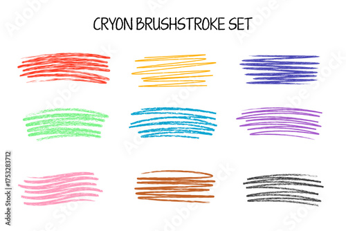 Crayon Brushstroke Set – Colorful Hand-Drawn Vector Strokes