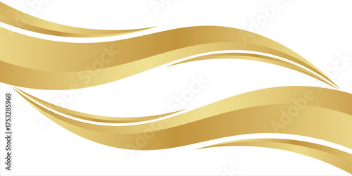 gold wave curve, golden wave corner shape for element, stripes ribbon golden graphic, striped gold. vector illustration