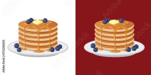 Flat Design Blueberry Pancakes