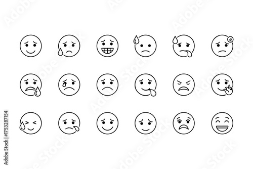 Row of emoji icons show a variety of moods including happiness sadness anger and sickness