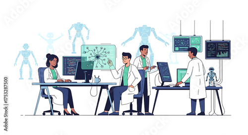 Medical Research Team Working on AI Humanoid Robot Technology