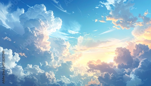 空に広がる雲海と光が織りなす幻想的な世界