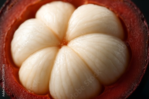 Mangosteen Pulp Macro Close Up – Juicy Tropical Fruit Texture, Purple Tones