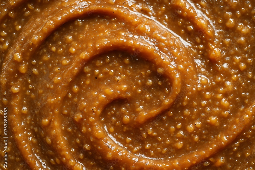Fototapeta premium Praline Nut Filling Macro Close-Up, Creamy Texture and Rich Nutty Details for Chocolate and Dessert Concepts