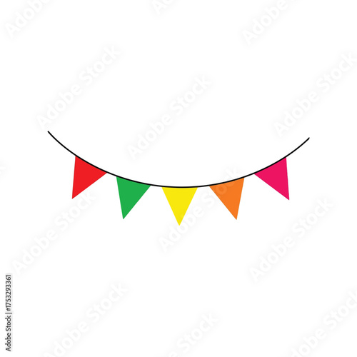 Colorful triangle bunting flags festive celebration party decoration outdoor event vector