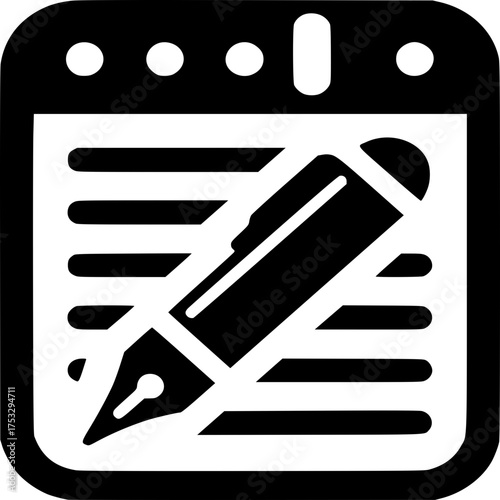 Calendar Icon: A stylized calendar icon with a pen, ready to mark important dates and events, perfect for appointments, schedules, and reminders.