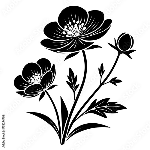 Elegant floral blossom design with striking silhouette, perfect for sophisticated invitations