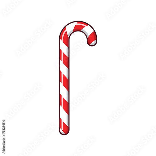 Classic red and white striped candy cane christmas holiday treat sweet vector