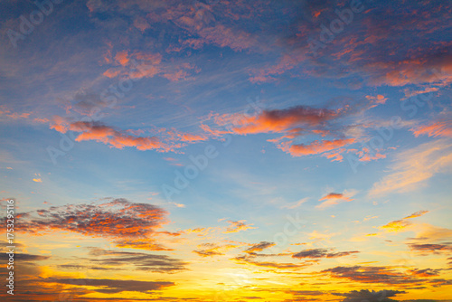 Bild auf Leinwand Morning and evening cloud and sky backdrop,Dusk sky background in the evening with sunset cloud and natural gradient light on colorful panoramic twilight sky backdrop