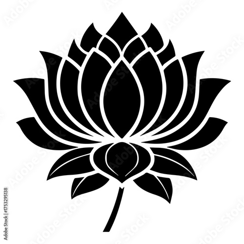 Elegant white lotus blossom design, ideal for spiritual art or tranquil beauty projects and mindful designs