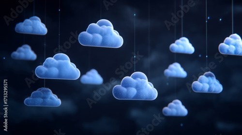 Soft clouds hanging in dark sky create serene atmosphere, evoking sense of calm and tranquility