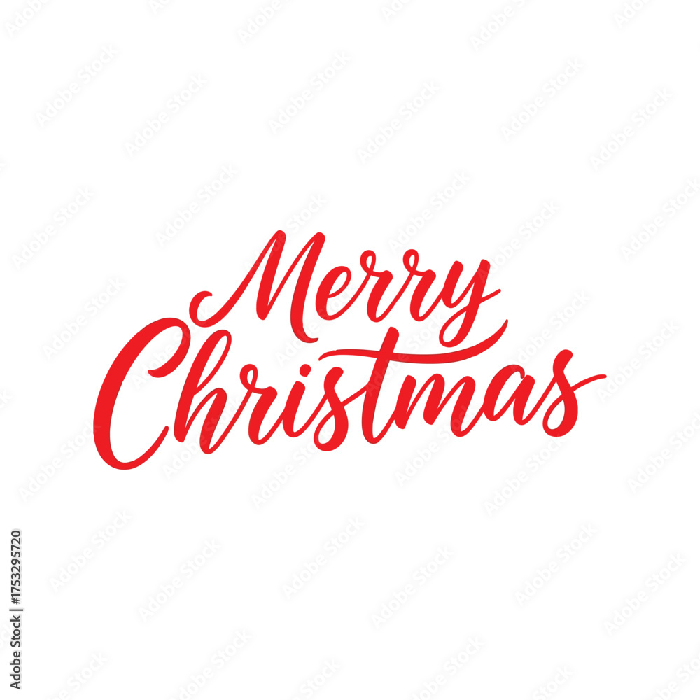 Fototapeta premium Elegant merry christmas script lettering in red calligraphy for holiday greetings and design projects vector