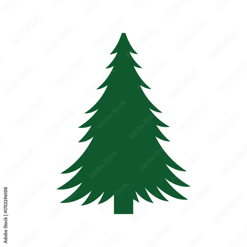 Obraz premium Vibrant green evergreen tree silhouette for winter holidays and nature concepts vector