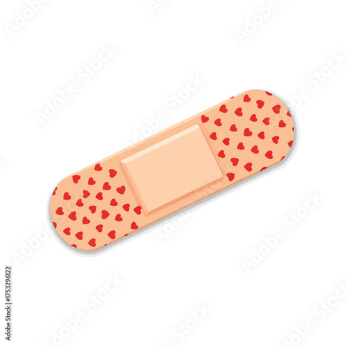 Cute heart pattern adhesive bandage for kids minor injury first aid medical care vector