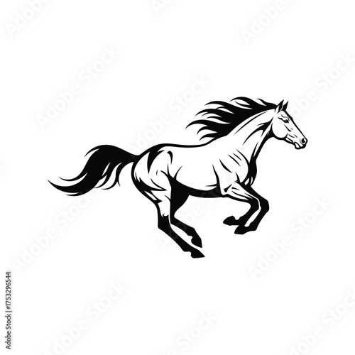 Majestic horse galloping graceful powerful animal running silhouette vector illustration vector