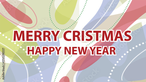 merry chistmas postcard template with simple abstract background design.eps