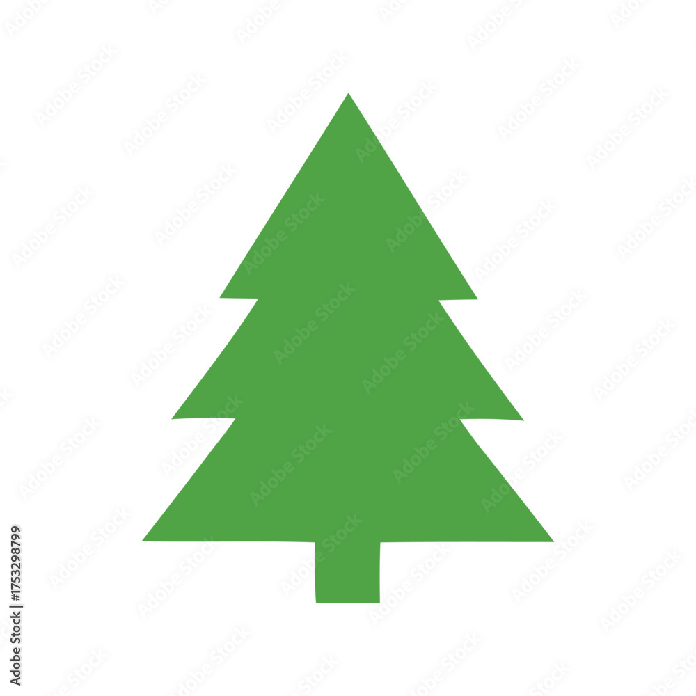 Obraz premium Green christmas tree icon vector simple festive holiday symbol for winter celebration design vector