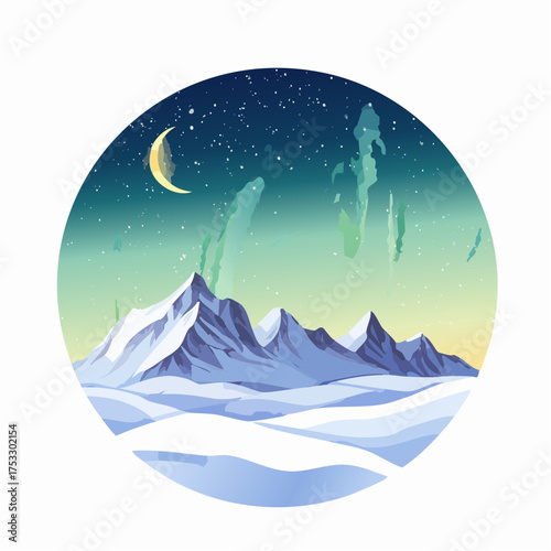 Nordlichter über verschneiten Bergen