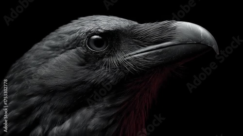 Close-up Shot of Raven's Head Displays Mystery and Wisdom